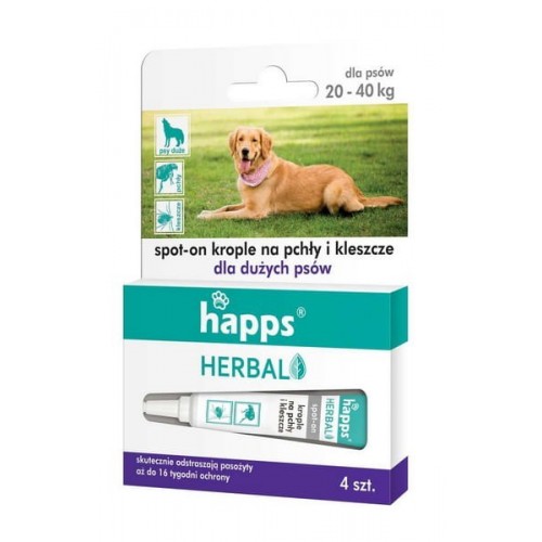Happs krople przeciw pchłom i kleszczom dla psów dużych.